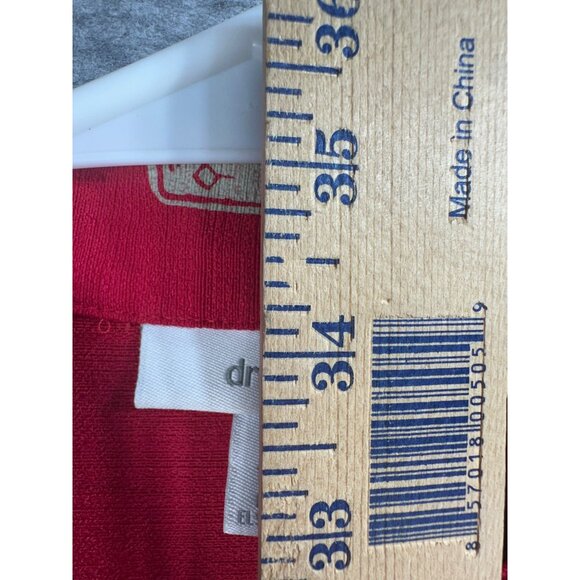 Dressbarn Womans Red Kimono-Style Shirt 18/20 Asian-Inspired Print Short Sleeve - Picture 4 of 5